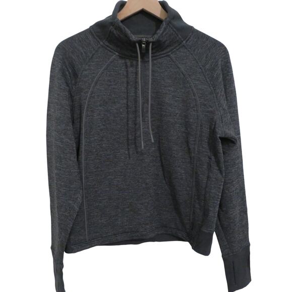 Athleta Womens Sz S Dark Gray 1/4 Zip Funnel Neck Sweatshirt Athletic Wear - Picture 1 of 5